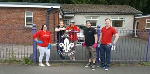 Vodafone stall help out with scout hut refurbishment