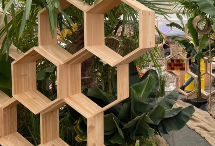 Display on show at Chelsea Flower Show created by Bees for Development charity