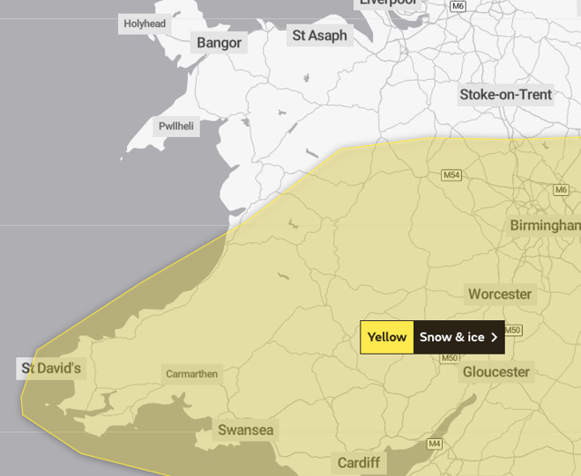 Met Office issue yellow weather warning over Abergavenny