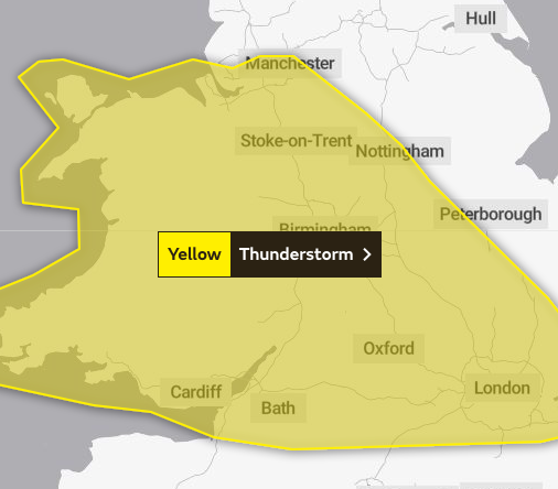 Weekend weather warning issued for thunderstorms over South Wales