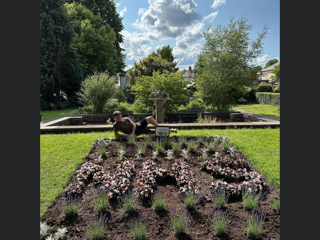  Gavin resting after planting up this lovely display.