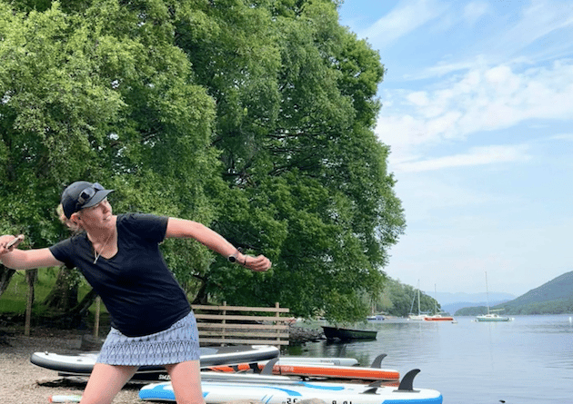 Christina skimming stones taken by her son, Ethan