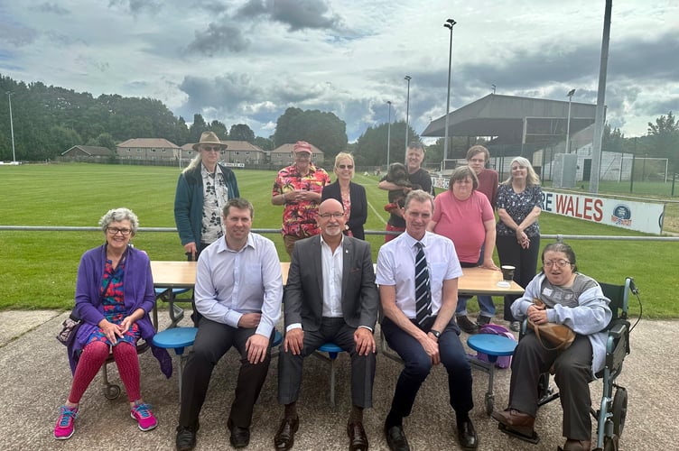 David Davies MP and Cllr Richard John with Tudor Street day centre service users, their families and supporters.