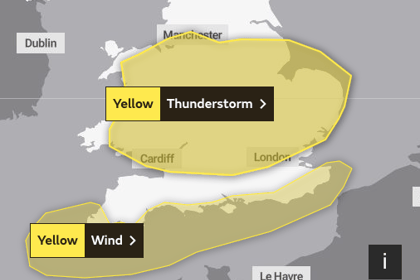 Thunderstorm to hit Abergavenny as Met Office issue weather warning