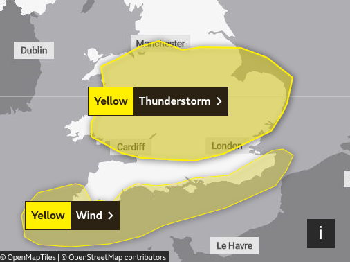 Thunderstorm to hit Abergavenny as Met Office issue weather warning