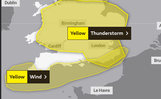 Met Office issue further updates for thunderstorm