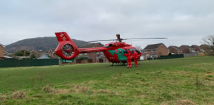 Air ambulance lands at Croesonen Parc