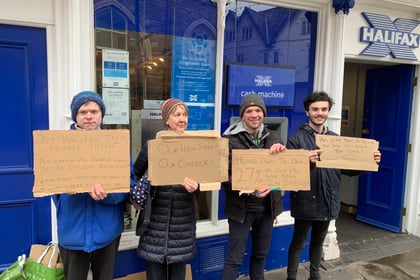 
Protesters urge Halifax to stay in Abergavenny 