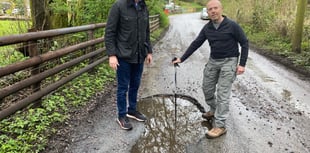 Road users at risk from 'plague of potholes'  on rural road