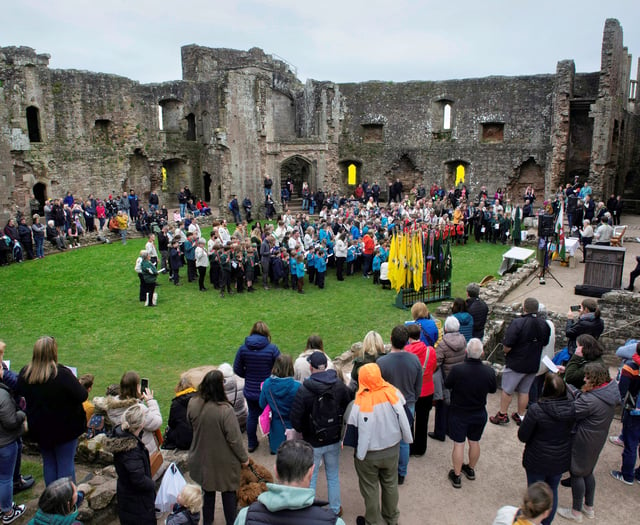 Scouts St George's Day parade at Raglan Castle