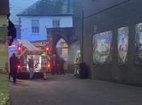 Fire crew in Abergavenny town centre