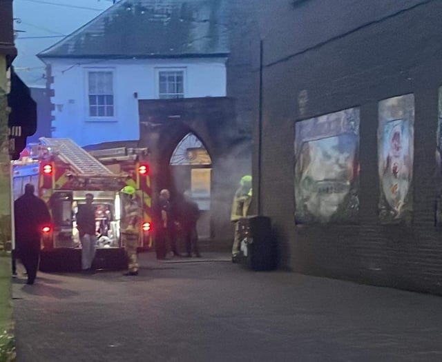 Fire crew in Abergavenny town centre