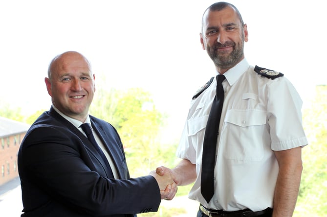 PCC Dafydd Llywelyn with Chief Constable Dr. Richard Lewis