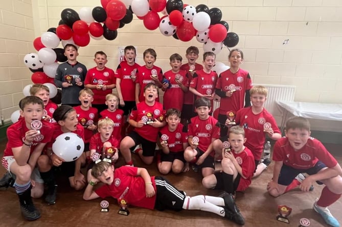 Youngsters at Mardy AFC celebrate their end of year awards