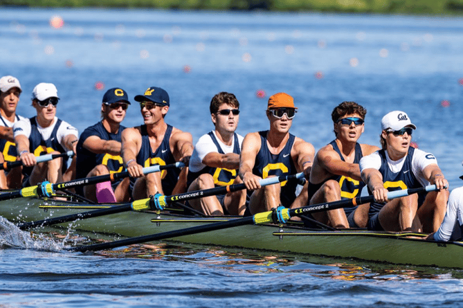 Robbie Prosser, third from left, rowed to US IRA championships bronze with California Berkeley 