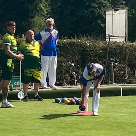 Ian McCuish in action For Abergavenny Bowls Club