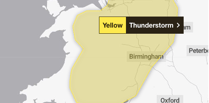 Met Office issues yellow weather warning for thunderstorm