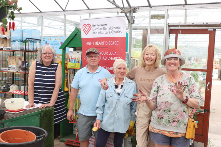 Potato challenge volunteers at Abergavenny Garden Centre