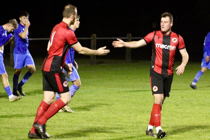 Dan Barnard accepts a handshake after putting Goytre in front