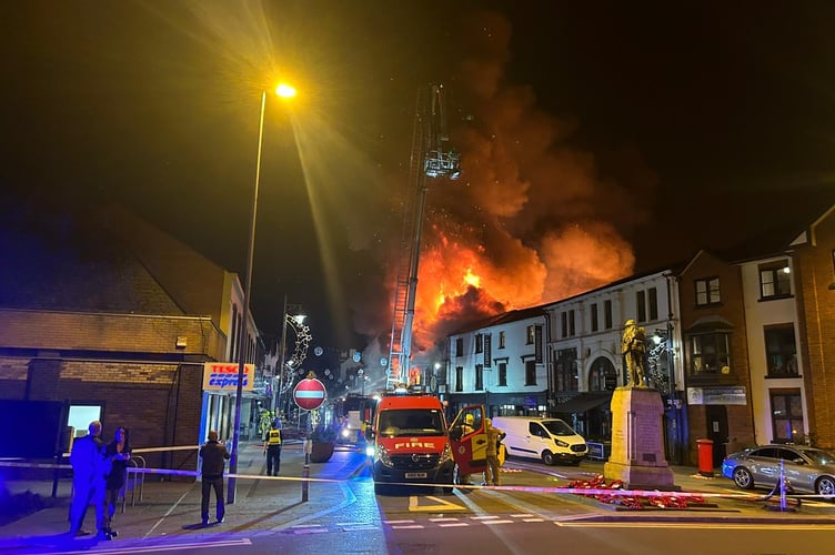 Abergavenny town centre is on fire