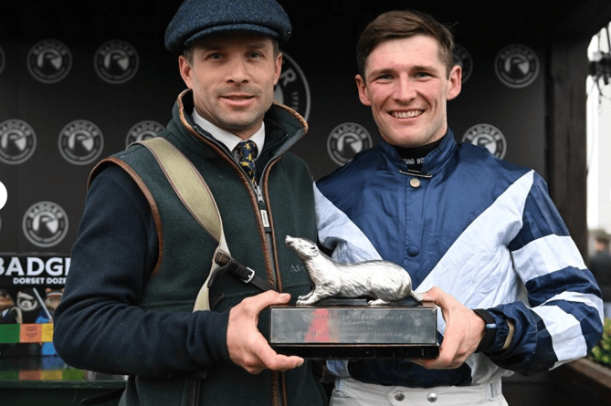 Sam Thomas and Callum ???? celebrate with the Badger Beer trophy