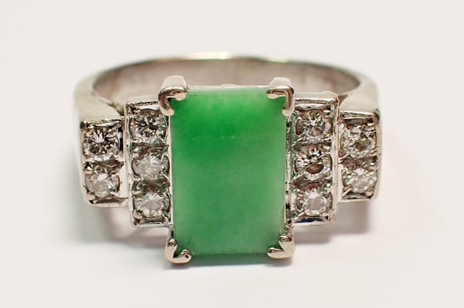 Jade and diamond ring