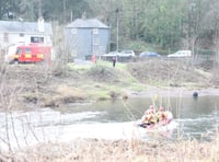 Firefighters take to the water to rescue stranded sheep