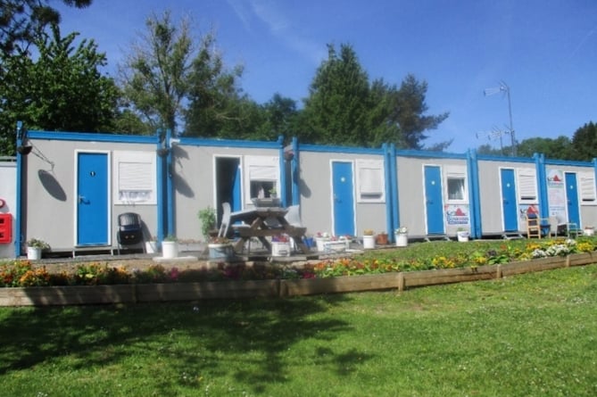 Accommodation pods at HMP Prescoed near Usk. 