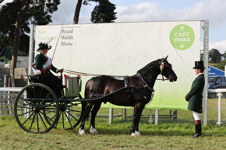 Equine judge Richard Johnson, OBE, with the Supreme Champion Stockdale Black Prince, owned by Kelly Searle from Essex, at last year’s Royal Welsh Show