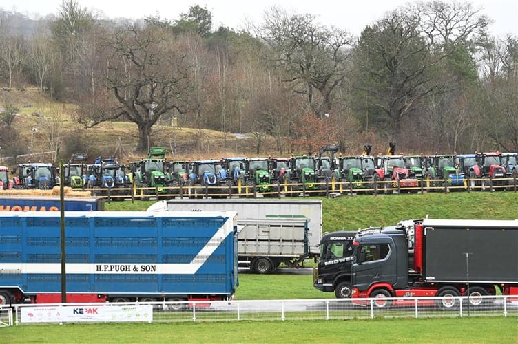 Vehicles gathered for the NFU Cymru rural community support day on the Royal Welsh Showground in Llanelwedd. Pic credit Ruth Rees Photography