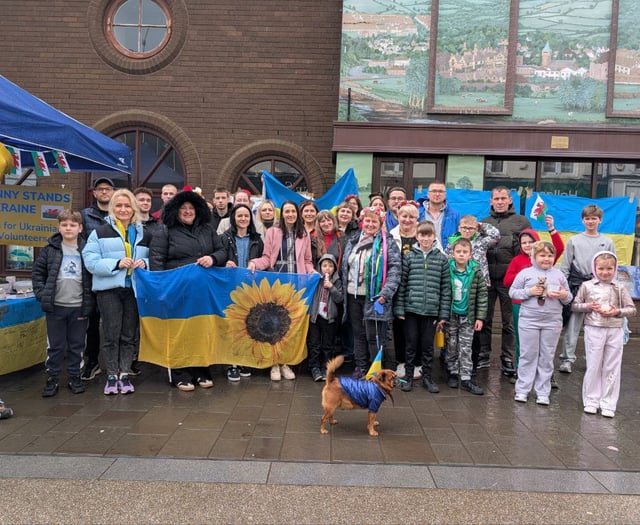 Support for Ukraine in Abergavenny town centre