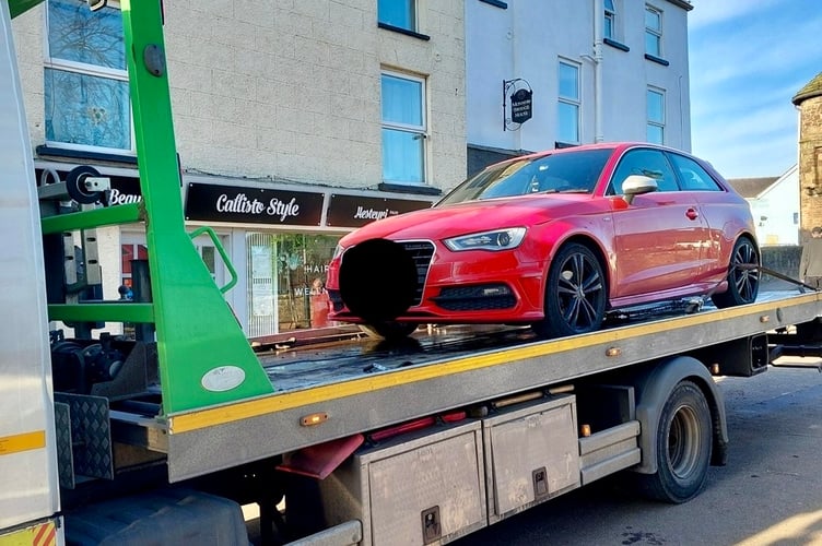 An untaxed car illegally parked next to Monnow Bridge was seized and towed away.